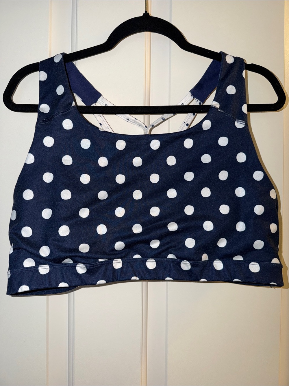 Old Navy Navy and White Polka Dot Sports Bra Bodysuit